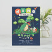 Invitation d'anniversaire 6 ans Aventure T-rex Ver (Debout devant)