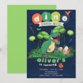 Invitation d'anniversaire 6 ans Aventure T-rex Ver (Devant / Derrière)
