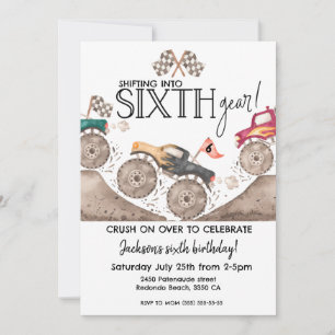 Invitation d'anniversaire 6 ans camion monstre SIX