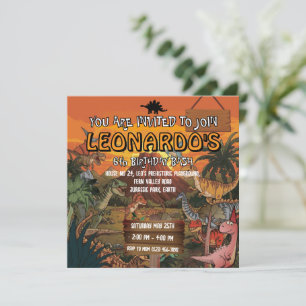 Invitation d'anniversaire 6 ans de dinosaure migno