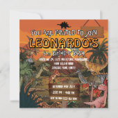 Invitation d'anniversaire 6 ans de dinosaure migno (Devant)