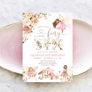 Invitation d'anniversaire 6 ans Fée Fleur Sauvage