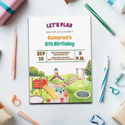 Invitation d'anniversaire 6 ans Fête colorée dans