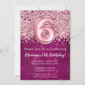 Invitation d'anniversaire 6 ans fille rose magenta (Devant)
