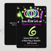 Invitation d'anniversaire 6 ans GLOW Lights (Devant / Derrière)