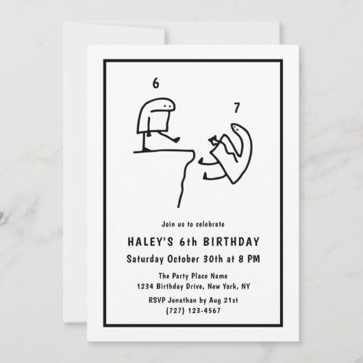 Invitation d'anniversaire 6 ans humour drôle simpl (Devant)