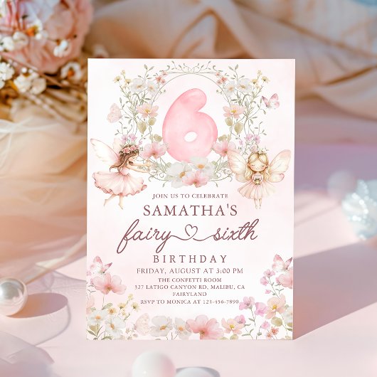 Invitation d'anniversaire 6 ans jardin de fées flo