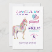 Invitation d'anniversaire 6 ans Licorne Fille (Devant)