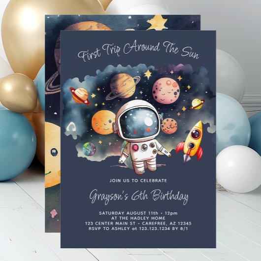 Invitation d'anniversaire 6 ans Planètes Espace Ex