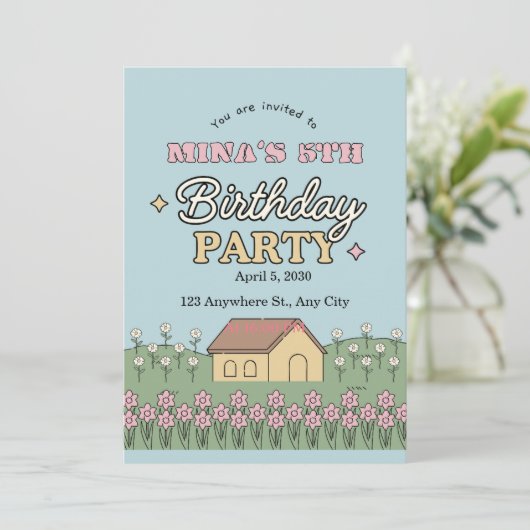 Invitation d'anniversaire 6 ans pour filles papill (Debout devant)