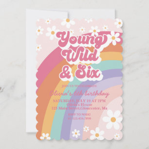 Invitation d'anniversaire 6 ans Rainbow Young Wild