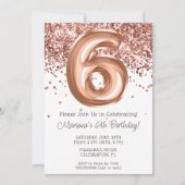 Invitation d'anniversaire 6 ans Rose Gold (Devant)