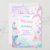 Invitation d'anniversaire 6 ans Sirène (Devant)