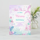 Invitation d'anniversaire 6 ans Sirène (Debout devant)