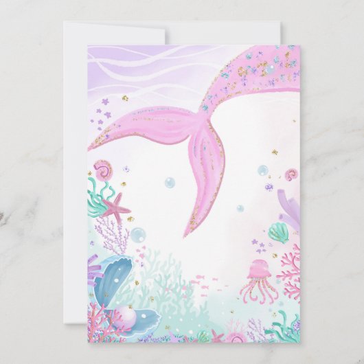 Invitation d'anniversaire 6 ans Sirène (Dos)
