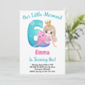 Invitation d'anniversaire 6 ans Sirène (Debout devant)