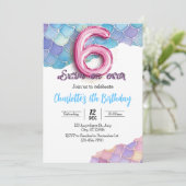 Invitation d'anniversaire 6 ans Sirène (Debout devant)