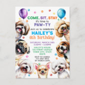 Invitation d'anniversaire 6 ans Thème Chien (Devant)