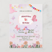 Invitation d'anniversaire 6 ans thème papillon qui (Devant)