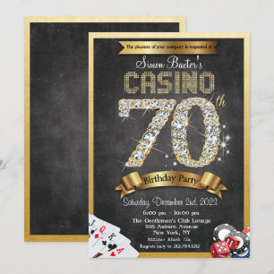 Invitation d'anniversaire 70 ans Casino Diamant Or