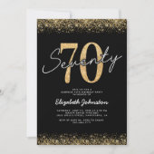 Invitation d'anniversaire 70 ans Classic Black Gol (Devant)