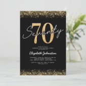 Invitation d'anniversaire 70 ans Classic Black Gol (Debout devant)