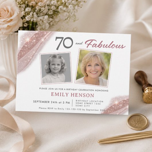 Invitation d'anniversaire 70 ans élégante et fabul