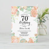 Invitation d'anniversaire 70 ans Fleur de Pêche Bo (Debout devant)