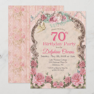 Invitation d'anniversaire 70 ans Floral Vintage