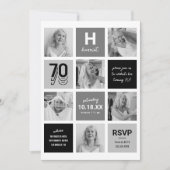 Invitation d'anniversaire 70 ans gris noir moderne (Devant)