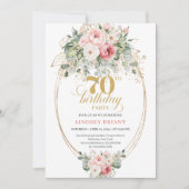 Invitation d'anniversaire 70 ans Minimal Blush et (Devant)