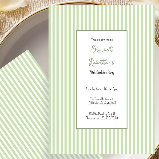 Invitation d'anniversaire 70 ans Minimaliste Vert