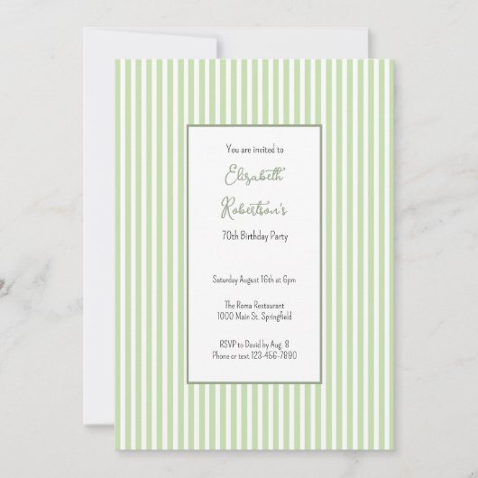 Invitation d'anniversaire 70 ans Minimaliste Vert  (Devant)