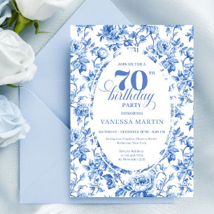Invitation d'anniversaire 70 ans Navy Blue Classic