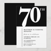 Invitation d'anniversaire 70 ans noir Élégant Chic (Devant / Derrière)