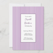 Invitation d'anniversaire 70 ans rayures violettes (Devant)