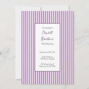 Invitation d'anniversaire 70 ans rayures violettes