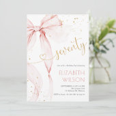 Invitation d'anniversaire 70 ans Ruban Rose (Debout devant)