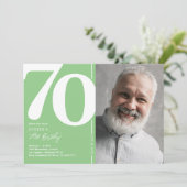 Invitation d'anniversaire 70 ans vert citron frais (Debout devant)