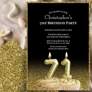 Invitation d'anniversaire 71 ans pour lui noir et
