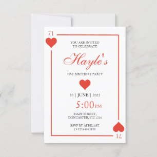 Invitation d'anniversaire 71 ans Queen of Hearts C
