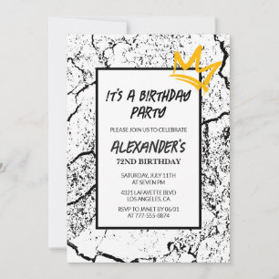 Invitation d'anniversaire 72 ans noir blanc Hommes