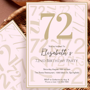 Invitation d'anniversaire 72 ans pour elle en rose