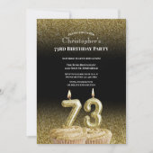 Invitation d'anniversaire 73 ans pour lui noir et  (Devant)