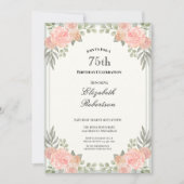 Invitation d'anniversaire 75 ans Fleur Peach et Sa (Devant)