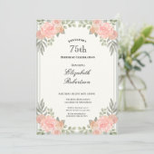 Invitation d'anniversaire 75 ans Fleur Peach et Sa (Debout devant)
