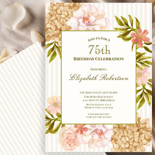 Invitation d'anniversaire 75 ans Fleurs d'Automne