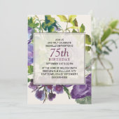 Invitation d'anniversaire 75 ans Fleurs de vignes (Debout devant)