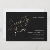 Invitation d'anniversaire 75 ans minimaliste noir (Devant)