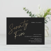 Invitation d'anniversaire 75 ans minimaliste noir (Debout devant)